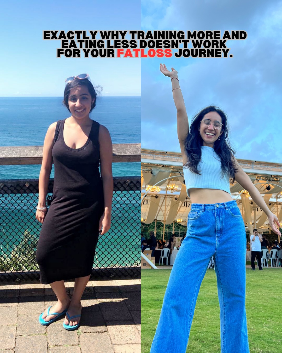 Aarja Bedi's own fitness journey, before and after